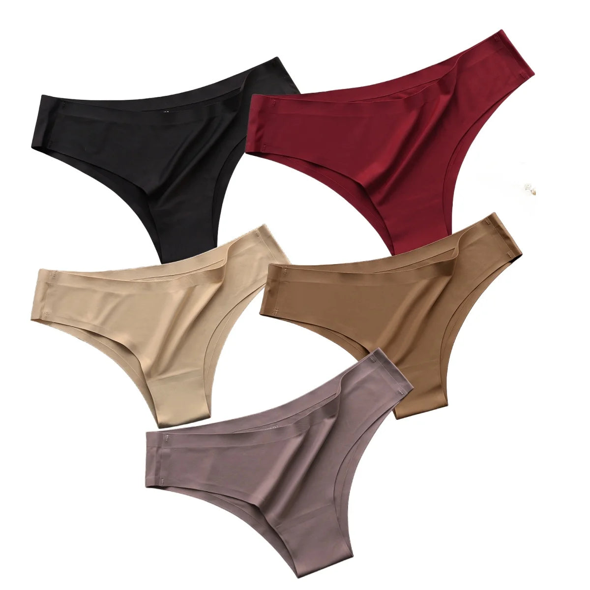 5PCS/Set Panties Women Seamless Underwear Low Rise Female Underpants Glossy Solid Color Briefs Comfort Invisible Underwear