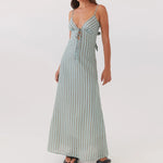 2026 Summer Women Tie-up Back Long Dress Spaghetti Strap V Neck Flowy Loose Dress Casual Party Bohemian Streetwear