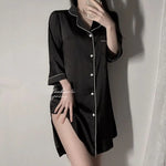 Women's NightgownSilk Sexy Pajamas Women's Sexy Pajamas Shirt Nightgown Silk Homewear Spring and Autumn Dresses