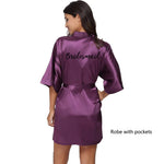 New Bathrobe Bride Satin-Silk Robe Women Bridal Party Sister Team Mother Shower Gift Bridesmaid Wedding Short Robes YE7883