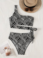 Sexy High Waisted Bikini 2025 Mujer Women's Swimsuit Separate Beach Wear One Shoulder Bathing Suit Padded Swimwear Black Biquini