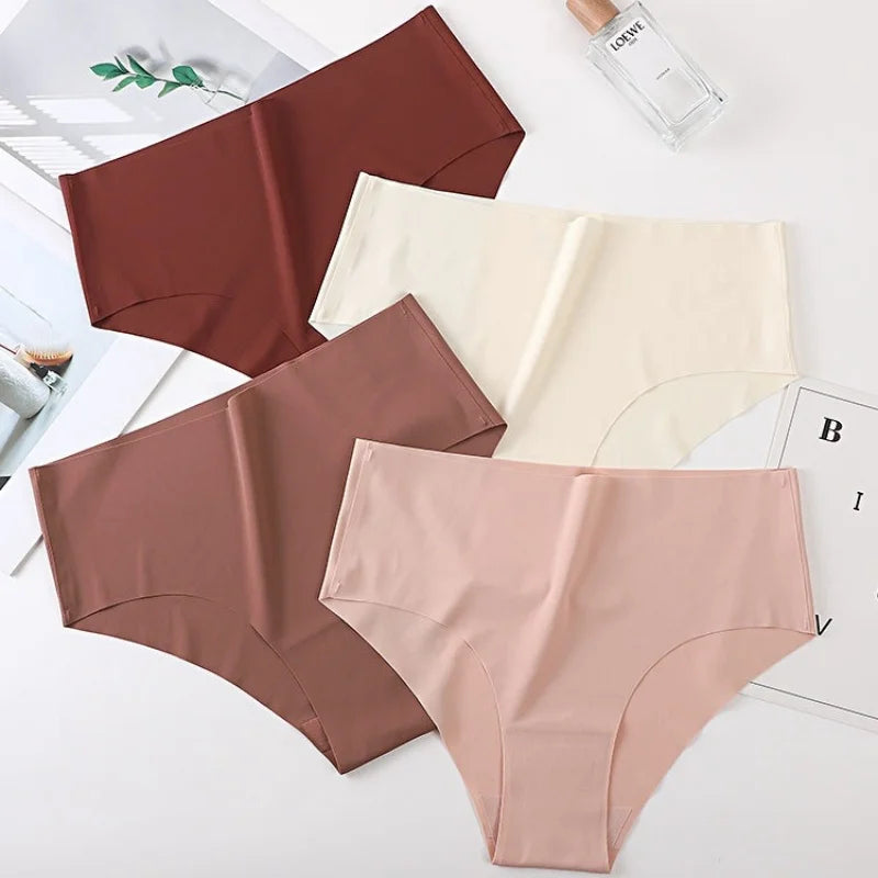 2Pcs/Set Ice Silk High Waist Briefs Panties Women Stretch Underwear Seamless Panties Female Underpants Sexy Lingerie XS-XL