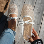 Plus Size 43 Women Fashion Ballet Flats Breathable Laces Square Toe Spring Summer Flat Shoes For Female Daily Walking Loafers