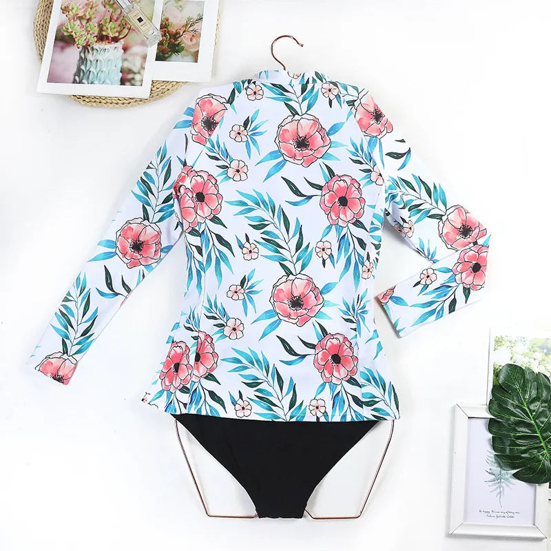 Women's Swimsuit Tankini Set Female Long Sleeves Swimwear 2026 Surfing Sports Pool Beachwear 3-Piece Bathing Suits With Shorts