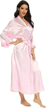 Bathrobe Women Extra Long Sleepwear Robes Silky Robe Charming Night Robe Lengthened Casual Sleepwear Robes Homewear Kimono Robe