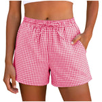 2026 New Women Plaid Lounge Shorts Cute Summer Y2k Casual Pajama Bottoms Drawstring Gingham Shorts Casual Summer Beach Pants