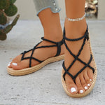 Women Shoes 2026 Summer Weave Non Slip Cross Tied Women Roman Sandals Womens Closed Toe Peep Toe Lightweight Beach Sandals