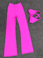 Women's Seamless Yoga Sets Brushed Fabric Flared Hip-Lifting Pants Cross Beauty Back Bra Suits Gym Workout Fitness Training Sets