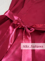 4Pcs Women Satin Pajama Set Robe Lace Lingerie Sexy Silk Nightwear Sleepwear Soft Satin Nightgown Pyjamas Nightdress Nighty Robe