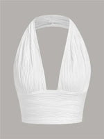 Sexy Solid Backless Crop Halter Top Women Summer 2024 Y2K Clothes Grunge High Street Style Club Sleeveless Cami Top Streetwear
