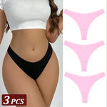 3PCS Seamless Thong Cotton Women Thin Strap Low Waist High Flexibility Panties Sexy Underwear Ladies Briefs T-back Soft Women