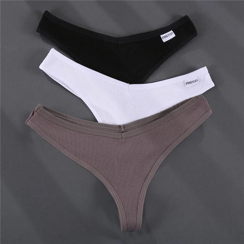 3PCS Cotton Women Thongs Panties Sexy Low Waist Cotton Briefs Female T-Back G-string Girls M-XL Intimate Lingerie