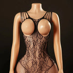 Sexy Bodysuit With Hollowed-out Chest Mesh Sexy One-piece Jacquard Open-crotch Halter Neck Backless Deep V Sleeveless Charm 57AF