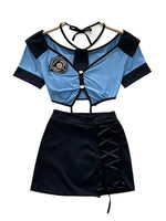 Women Police Cosplay Costumes Long Sleeve Zipper Romper with Harness Belt Halloween Role Play Outfit for Carnival Themed Events
