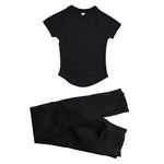 NCLAGEN Women's Fitness Suit 2 Piece Short Sleeve Top And Seamless Leggings Yoga Set Gym Clothes Workout Athleticwe Sport Outfit