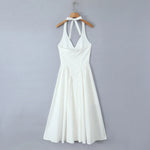Foridol Summer Spring White Cotton Women's Dress Backless Halter Midi Party Dresses Elegant Vinatge A-line Vestidos 2025 New In