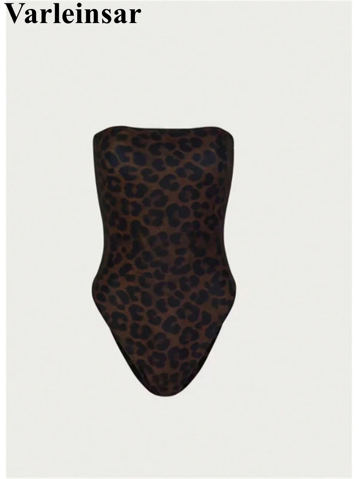 S - XL New Leopard Printed Bandeau Women Swimwear One Piece Swimsuit Female High Leg Cut Monokini Bather Bathing Suit Swim V8051