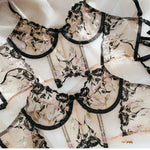 Sexy Lace Flowers Embroidery Lingerie Set Summer Ultra Thin Breathable Bra and Thong Sets Women Wide Version Romantic Underwear