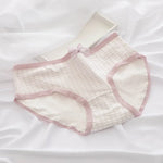 1 Pack Women's Cute Lace Trim Cotton Underwear Bow & Heart Print Briefs Sweet Style Lingerie M-XL Breathable Daily Panty