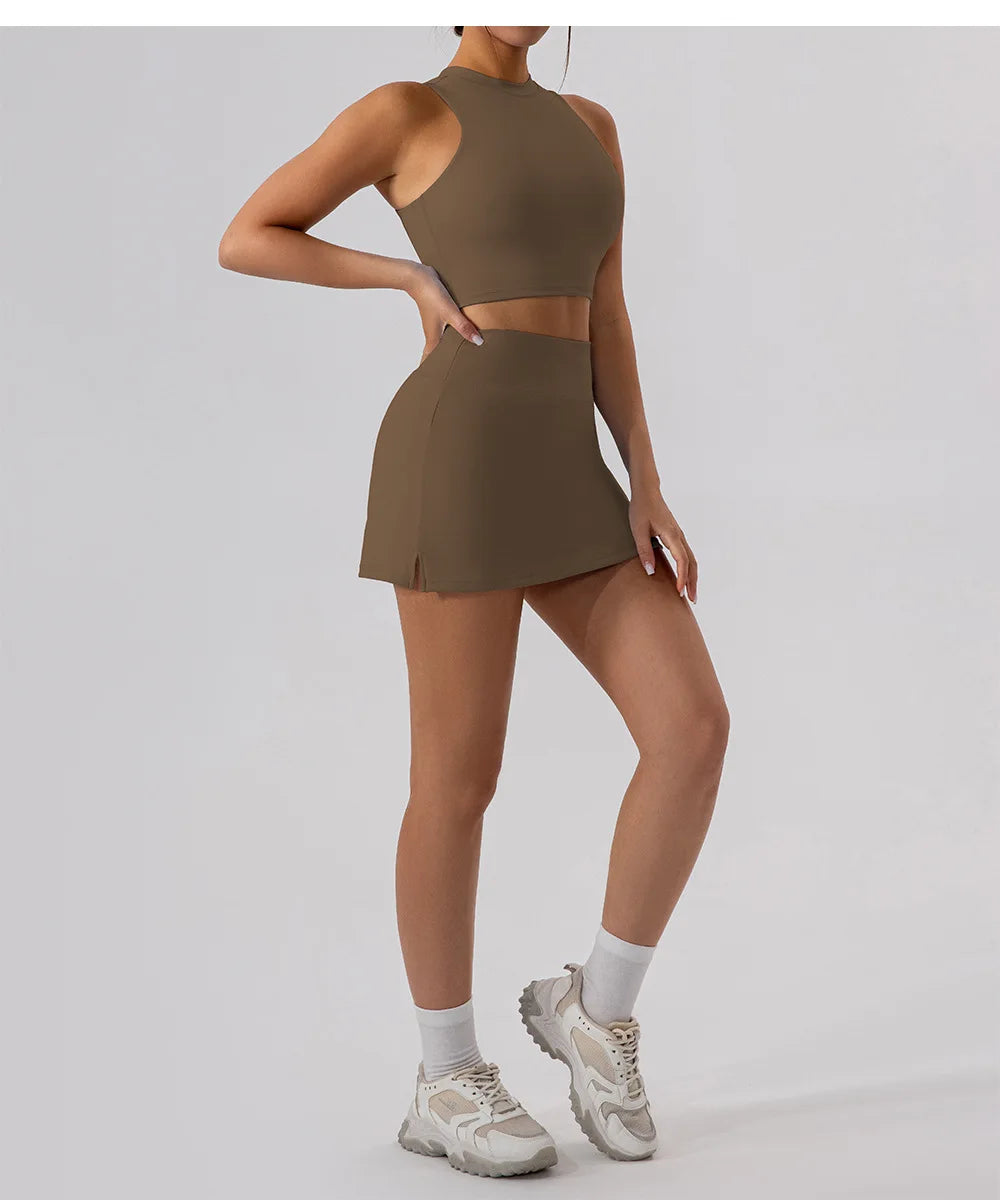2025 Tennis Skirts Shorts Women Solid Sports Gym High Waist Yoga Fitness Shorts Slim Fit Breathable Running Fitness Mini Skirt