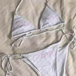 2000s Emo Girls Letter Print Bikini Set Sexy Thong Swimsuit Two Pieces Bathing Suit Punk Fashion Gothic Women Swimwear Y2k Style