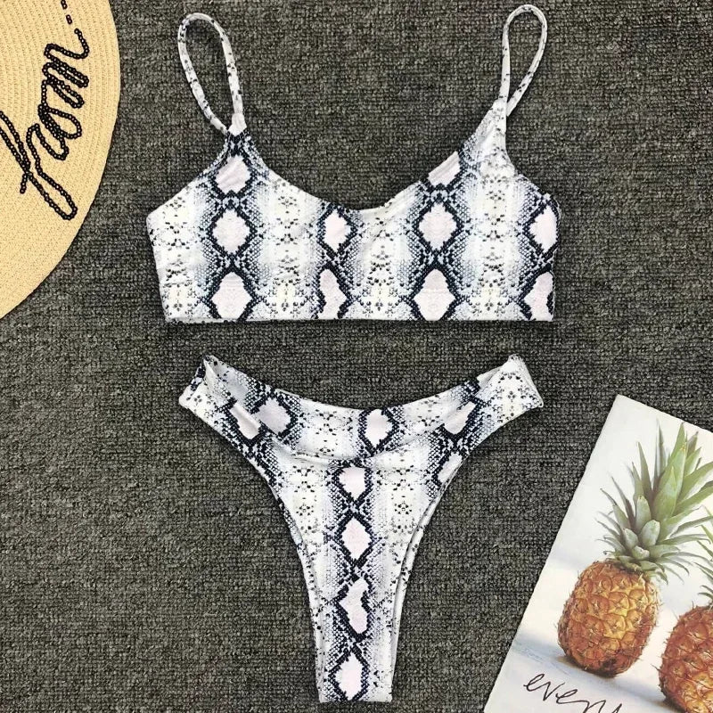 2026 Snake Leopard Brazilian Bikini Female Swimsuit Women Swimwear Two Pieces Bikini Set High Cut Bathing Suit Swim Beach Wear
