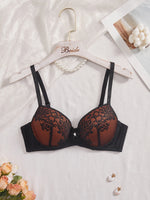 Elegant Women Lace Bra Contrast Color Underwire Push Up Brassiere Sexy Everyday Comfort Ladies Lingerie