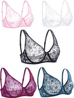 Sexy Lace Bras Transparent Ultra-Thin Sissy Lingerie Bra for Women See Through Embroidery Hollowed Out Brasserie A B C D DD Cup