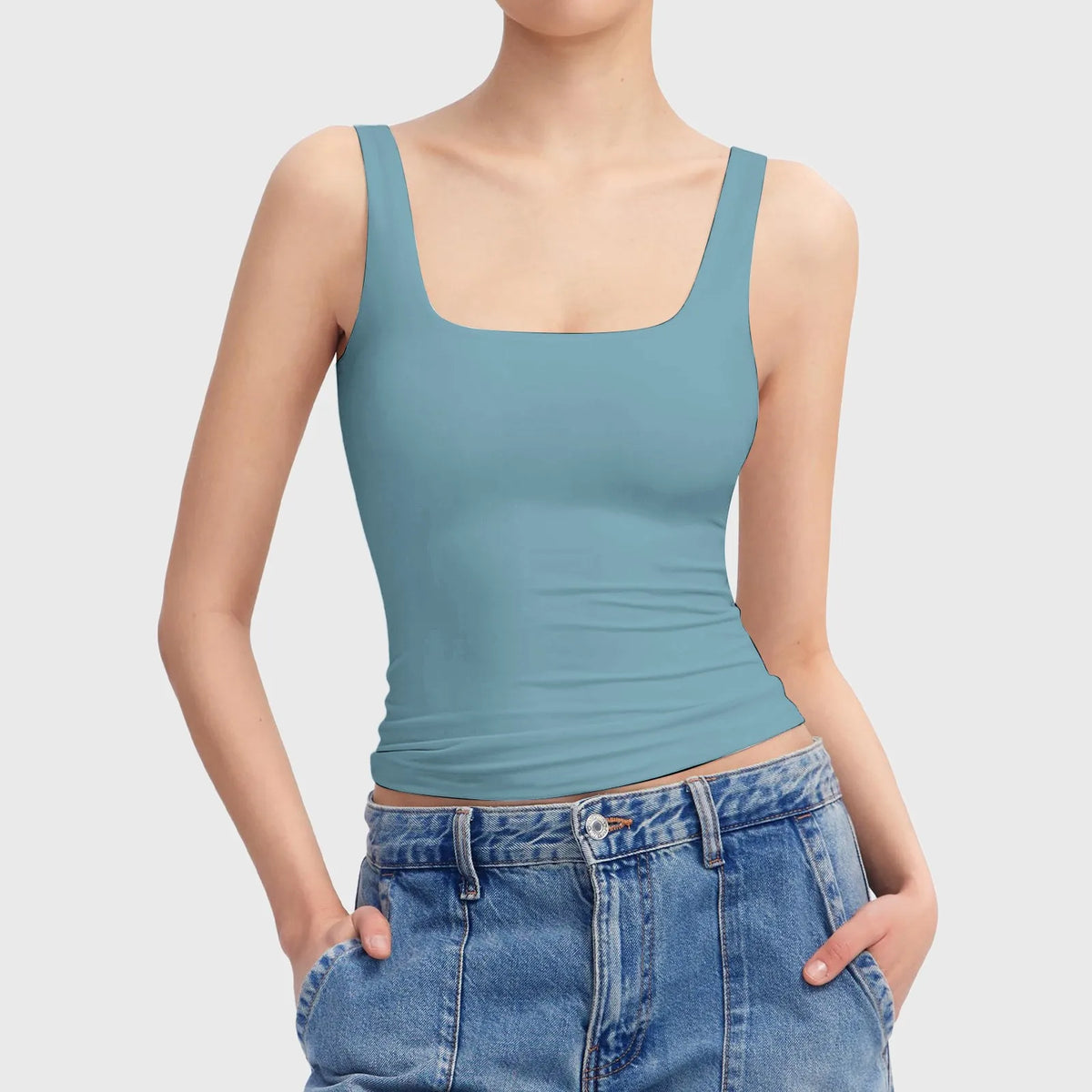Square Neck Camisoles For Women Chiffon Solid Sleeveless Tight Elastic Bodysuit Slimming Top Sexy Women Blouses Ropa De Mujer