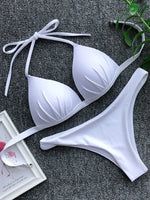 Sexy Halter Push Up Bra Cup Bikini 2025 Women Swimsuit Female Swimwear Two Pieces Bikini set Brazilian Bathing Suit Swim Beach