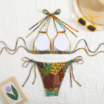2026 String Triangle Printed Bikini Women Sexy Swimwear Female Halter Swimsuit Solid Bathers Bathing Swimming Swim Suit Beach