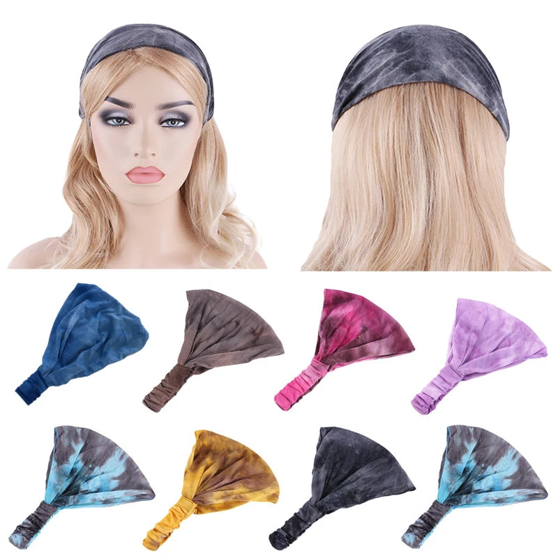 Elastic Tie Dye Cotton Headbands Turban Head Wrap for Women Girl Hair Bands Hair Bandage Beach Vintage Sports Headband
