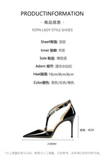 Rhinestone High Heels 2025 Summer Versatile Pointed Heel One-word Buckle Bag Head Sandals Women Black Strap High Heel Sandals 45