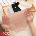 4Pcs/Set Women Low Rise Ice Silk Brief Underwear Sheer Cooling Panties Scalloped Edge Low Waist Daily Underpants Intimates M-XL