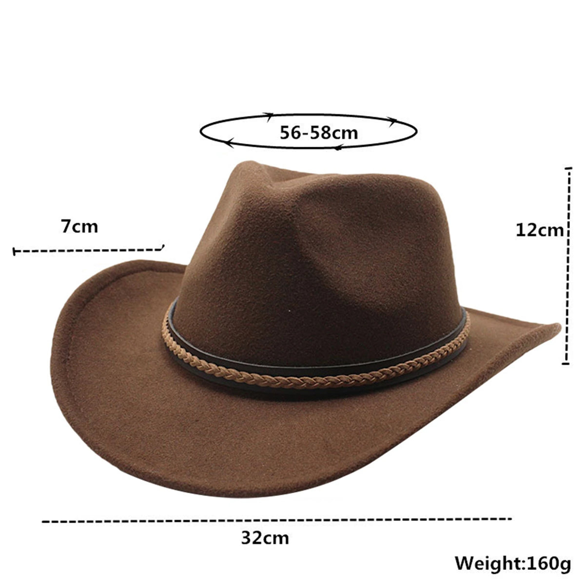 Women Men Retro Felt Jazz Hats Classic Cowboy Hats Wide Brim Cowgirl Sun Hats with Decorative Band