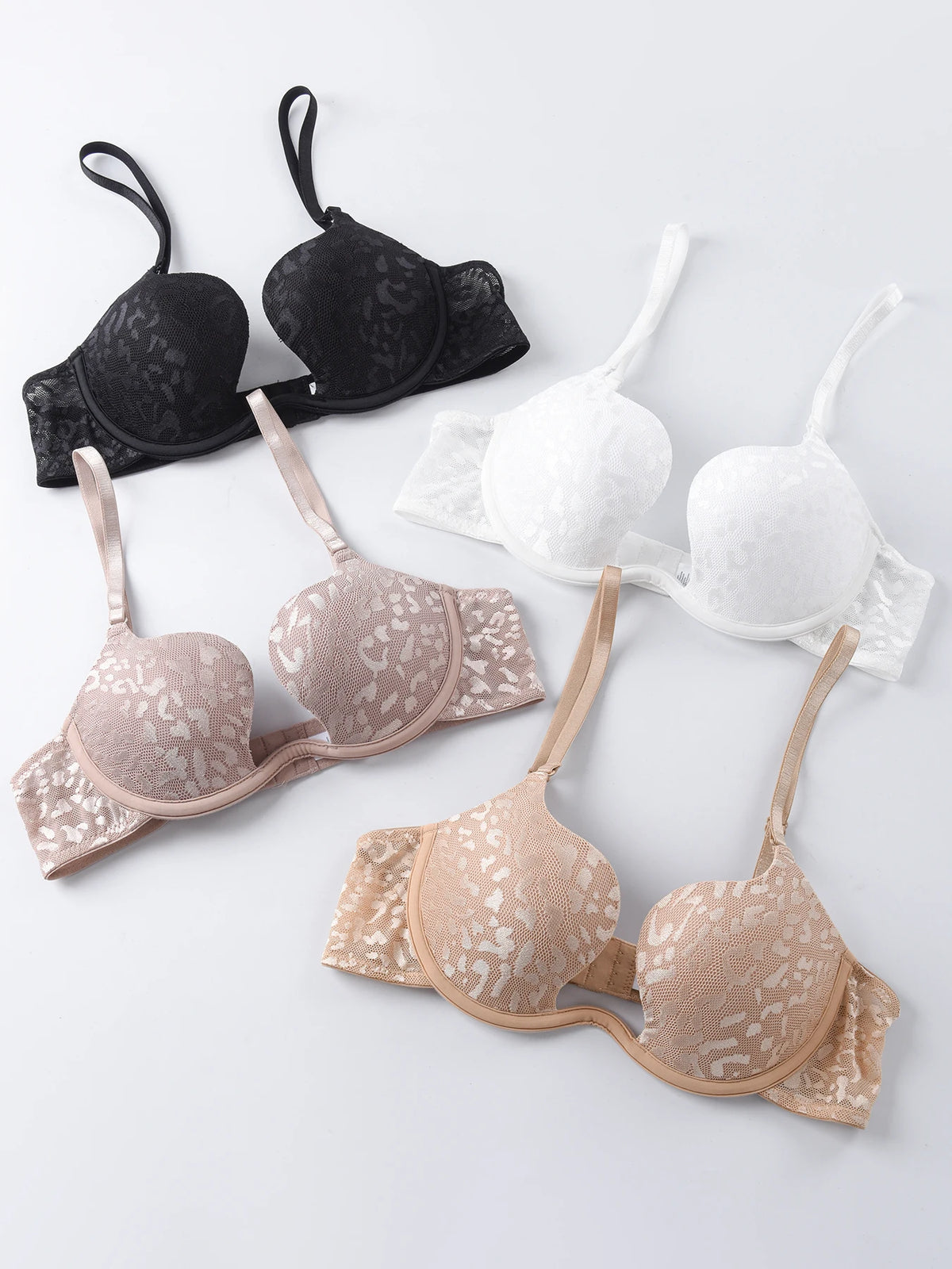 Plunge Deep V Bra Underwear Lace Push up Bra Sexy Lingerie Bralette Sexy Cleavage Bra with Underwire Lightly Padded Low Cut Bra