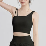 Women's Irregular Shoulder Strap Yoga Sports Bra Shockproof One-Piece Cup Running Vest for Training Fitness And Yoga