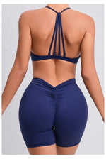 Women's 2-Piece Yoga Sets High Waist Seamless ShortsHip-Lifting & Backless Gym Leggings Quick Dry Workout Fitness Suits