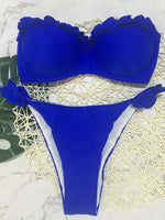 Leopard Ruffled Bra Cup Bikini 2025 Women Bandeau Swimsuit Female Swimwear Two Pieces Bikini Set Push Up Bathing Suit Swim Lady