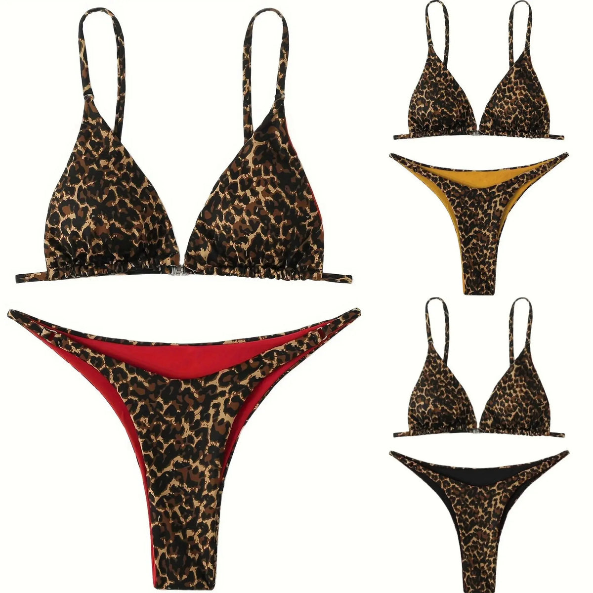 2024 Micro Leopard Bikini Women High CutBandage Push Up Swimsuit Sexy Bathing Suit Padded Thong Swimwear,summer Beach Vacation
