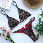 2024 Micro Leopard Bikini Women High CutBandage Push Up Swimsuit Sexy Bathing Suit Padded Thong Swimwear,summer Beach Vacation