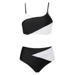 Women's Two Piece Bathing Suits Sleeveless Contrast Color Cami Tops High Waist Thong Sets Summer Holiday Bikini Sets