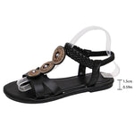 Summer Gold Crystals Flat Sandals for Women Plus Size 43 Slip On Gladiator Sandals Woman Weave Strap Soft Sole Bohemia Sandles