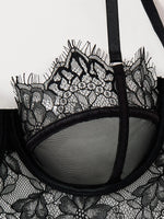 Ladies Sexy Lace Underwear Set Lace Flower Embellished Bra And G-string Sexy Feminine Briefs for Women