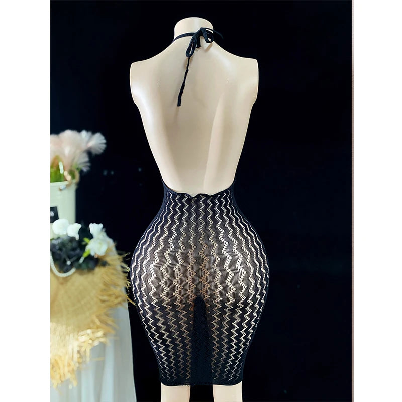 Fishnet Women Sexy Beach Cover Up Dress Women Stretch See Through Sleeveless without Bikini Swimsuit Coverup Mini Beachwea