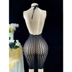 Fishnet Women Sexy Beach Cover Up Dress Women Stretch See Through Sleeveless without Bikini Swimsuit Coverup Mini Beachwea