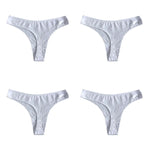 4Pcs/Set Cotton Panties Women Low-Rise Thong G-string Solid Breathable Stretchy Underwear Ladies Sexy T-back Lingerie M-XL