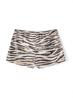 Women's Summer Hot Shorts Zebra Print Low Waist Sequin Short Pants Streetwear for Party