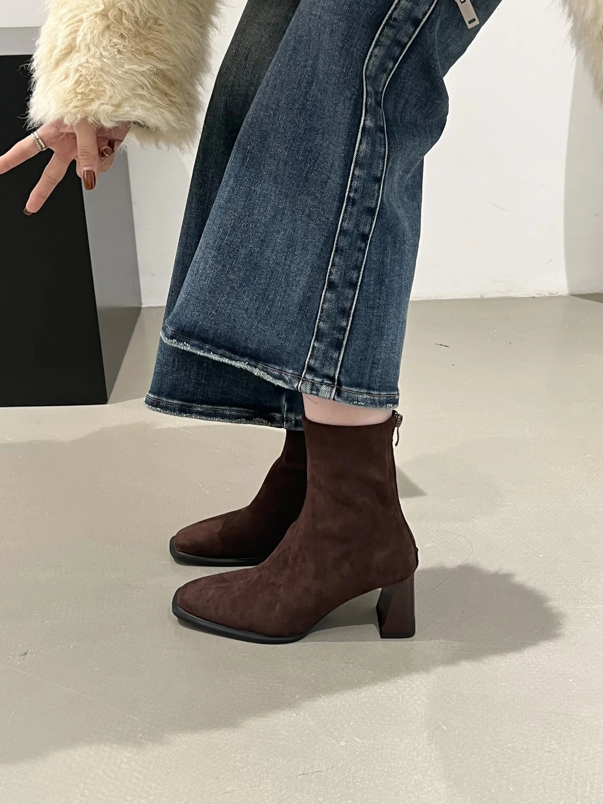 Vintage Thick Heel Square Toe Women Ankle Boots Ladies Elegant Mordern Short Botas Autumn Winter Zapatos De Mujer 2026