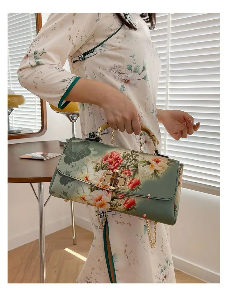 Vintage Bamboo Top Handle Bag Classic Mother Chic Lady Bags Women Shoulder Crossbody Bag Chain Bags Women's Handbags Purses